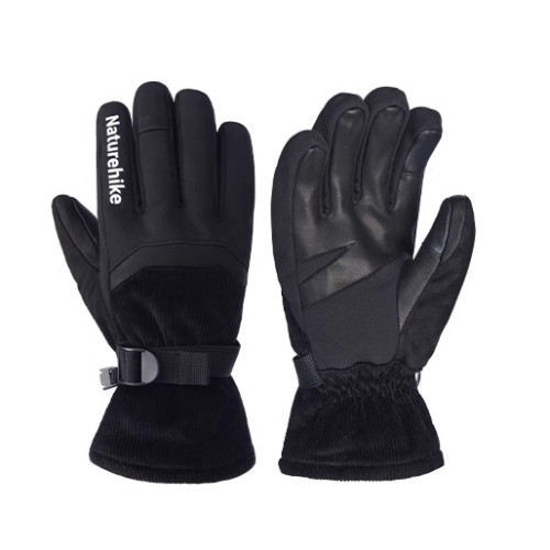 Naturehike 羊皮滑雪保暖手套(CNK2550FS012) - 黑色-XL碼 | 手掌小羊皮材質 | 指尖導電可觸屏 | 防潑水