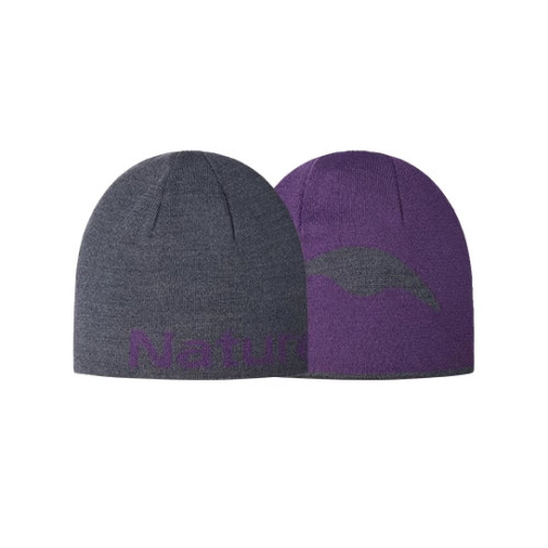 Naturehike 雙面加厚提花針織帽(CYY2541FS016) - 深灰/深紫(均碼) | 一帽兩用正反皆能戴 | 可撕標設計 | 親膚透氣