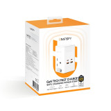 USATISFY GaN Master65W 氮化鎵快充7口迷你拖板 - 白色 | 內置伸縮充電線 | 雙AC孔位 | 香港行貨