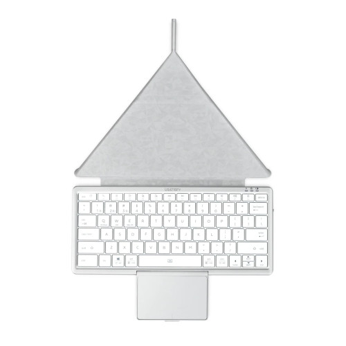 USATISFY 4合1多系統連控超薄鍵鼠套裝 - 白灰色 | 剪刀腳式按鍵結構 | 磁吸可分離式多功能皮套 | 香港行貨