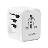 USATISFY 全球旅行雙保險萬用充電插座轉換插頭 - 白色 | 插座安全門設計 | 10A規格保險絲 | 智能匹配電流 | 香港行貨