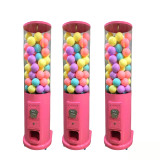 圓柱形投幣扭蛋機 - 粉色 | 無需電力 | 手動機械結構 | 透明圓筒設計 | 益智娛樂售賣一體