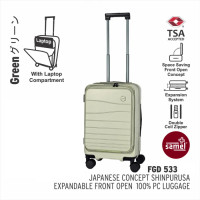 Samel FGD533 24寸PC高級可擴展前開行李箱 - 薄荷綠| 防盜拉鍊 TSA鎖 | 萬向輪設計