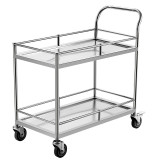 多功能不銹鋼雙層手推車-100闊*60長*95高 (cm) | 靜音鎖輪 | 實驗室/學校專用