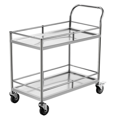 多功能不銹鋼雙層手推車-100闊*60長*95高 (cm) | 靜音鎖輪 | 實驗室/學校專用