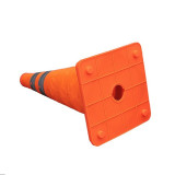 伸縮式反光路錐 便攜折疊路錐 反光路錐 帶警示燈 11123 - 橘色底座25x25x3cm 高50cm