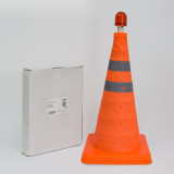 伸縮式反光路錐 便攜折疊路錐 反光路錐 帶警示燈 11123 - 橘色底座25x25x3cm 高50cm