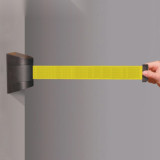 壁掛式伸縮分隔帶 牆面掛壁式警戒隔離線 工廠車間銀行商場護欄安全線 長3m黃色 11117 - 黑14.5*9.5cm