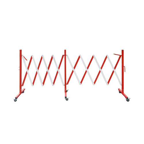 長型移動式伸縮護欄（紅色/白色）折疊式圍籬 鋼製伸縮式隔離欄 11697 - 紅白相間H950xW440+5000MM