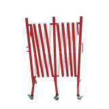 長型移動式伸縮護欄（紅色/白色）折疊式圍籬 鋼製伸縮式隔離欄 11697 - 紅白相間H950xW440+5000MM