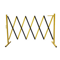 鐵鋁移動式伸縮隔離欄（黃色/黑色）鋼製伸縮圍欄 便攜式圍欄 11701 - 黃黑相間H950xW220+2500MM