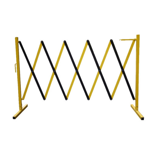 鐵鋁移動式伸縮隔離欄（黃色/黑色）鋼製伸縮圍欄 便攜式圍欄 11701 - 黃黑相間H950xW220+2500MM