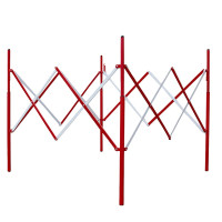 移動式閉合伸縮圍籬（紅/白）人孔警示伸縮圍籬 鋼製伸縮隔離欄 11702 - 紅白相間150×150×1150mm