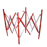 移動式閉合伸縮圍籬（紅/白）人孔警示伸縮圍籬 鋼製伸縮隔離欄 11702 - 紅白相間150×150×1150mm