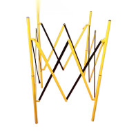 人孔伸縮圍籬（黃色/黑色）便攜式人孔圍籬 人孔伸縮隔離欄 11703 - 黃黑相間150×150×1150mm