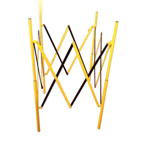 人孔伸縮圍籬（黃色/黑色）便攜式人孔圍籬 人孔伸縮隔離欄 11703 - 黃黑相間150×150×1150mm