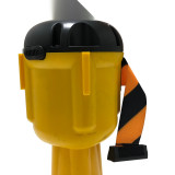 路錐伸縮隔離帶頭（9公尺）誘導柱伸縮帶頭 警示柱伸縮帶 11719 - 黃黑可拓展9m