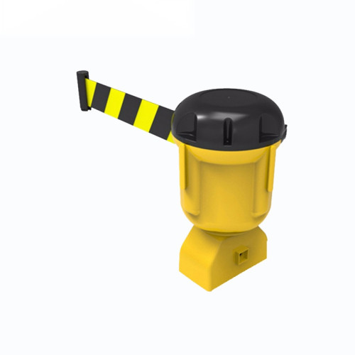 誘導柱伸縮隔離帶（帶長9公尺）黃/黑 警示柱伸縮帶頭 11721 - 黃黑可拓展9m