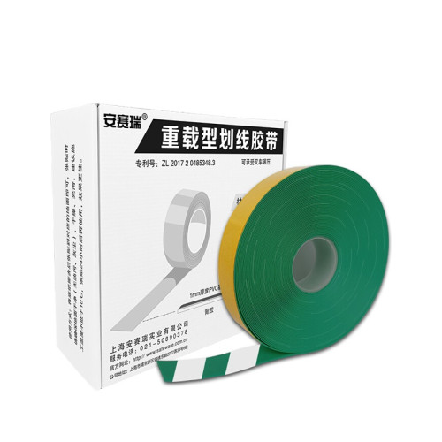 重型式劃線膠帶（綠/白）6S管理劃線膠帶 耐磨標示膠帶10cm×30m 11759 - 綠/白100mm×30m