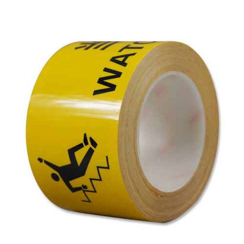 標示膠帶 小心階梯 警示安全標示帶 工廠車間帶圖文耐磨地面膠帶 寬7.5cm長22m 11979 - 黃底黑字75mm×22m