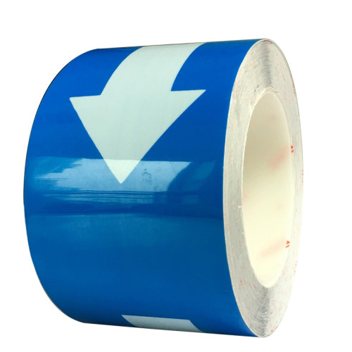 標識膠帶 藍白箭頭 方向指引導帶 工廠車間地面安全警示貼 寬7.5cm長22m 11993 - 藍色75mm×22m