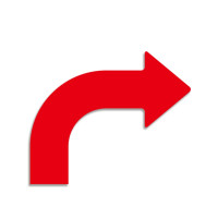 轉角箭頭地貼（10片裝）紅 向右轉向地貼 方向指引標識 420×350×100mm 11947 - 紅色420×350×100mm