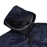 長風衣式連身雨衣?前後反光條帶帽簷雨具?戶外執勤工地防水大褂?藏青?均碼 12326 - 藏青色均碼