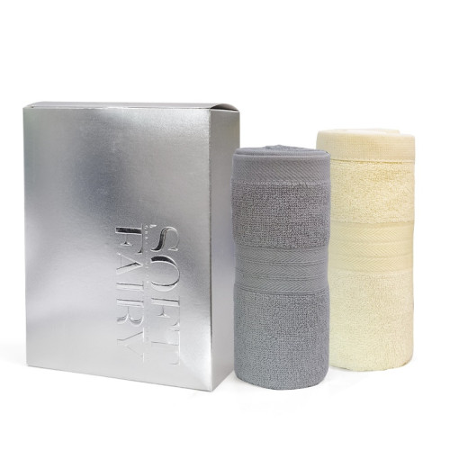 棉質毛巾 吸水吸汗擦臉擦書企業福利禮品 加厚款禮盒裝 素色 2條裝 12331 - 混色190x145x70mm