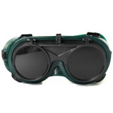 翻蓋式電焊防護眼鏡 電焊工勞保眼鏡 焊接墨鏡 電焊防護眼鏡 翻蓋電焊保護眼鏡 (5個裝) 12462 - 黑綠均碼