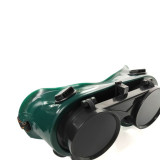 翻蓋式電焊防護眼鏡 電焊工勞保眼鏡 焊接墨鏡 電焊防護眼鏡 翻蓋電焊保護眼鏡 (5個裝) 12462 - 黑綠均碼