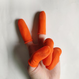 麻點防滑乳膠手指套（600隻裝）L 橘色 乳膠手指套 浮點防滑防護指套 會計點鈔手指套 12513 - 橘色L