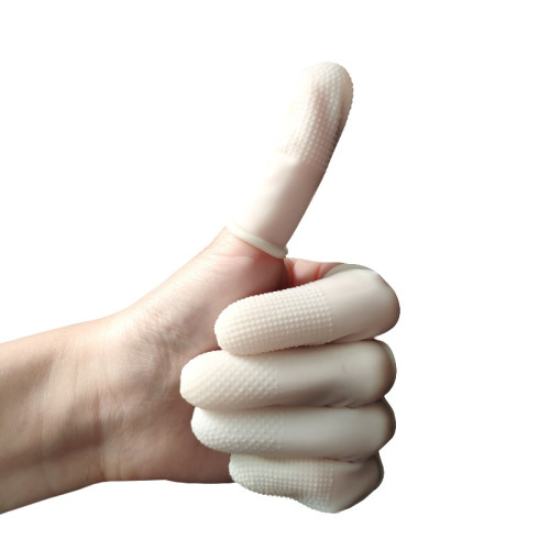 麻點防滑乳膠手指套 浮點橡膠指套 美容美甲電子車間 600只裝M碼 白色 12515 - 乳白色M