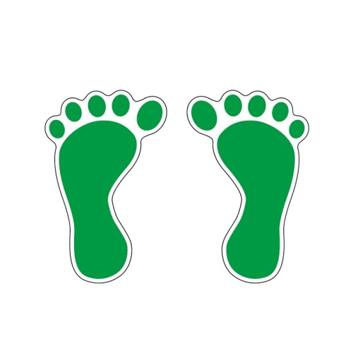 5S管理地貼 耐磨商場工廠識別標誌貼 Q版腳印1對裝 寬120mm長190mm綠白 12327 - 綠/白120×190mm