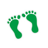 5S管理地貼 耐磨商場工廠識別標誌貼 Q版腳印1對裝 寬120mm長190mm綠白 12327 - 綠/白120×190mm