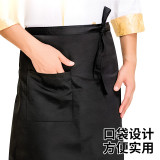廚師圍裙（2件裝）均碼 黑色聚酯廚師圍裙 廚師半身圍裙 服務生半身圍裙 12420 - 黑色均碼