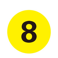 耐磨庫位編號地貼（8）數位編號地貼標識 倉儲貨架編號 Φ20cm 12157 - 黃底黑字Φ200mm