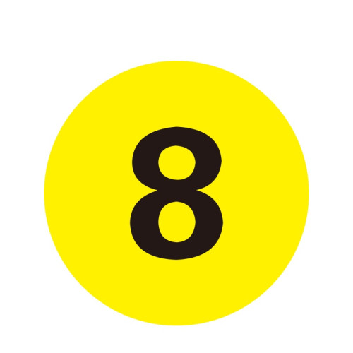 耐磨庫位編號地貼（8）數位編號地貼標識 倉儲貨架編號 Φ20cm 12157 - 黃底黑字Φ200mm