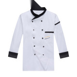長袖廚師工作服（上衣2件裝）工廠學校食堂飯店餐廳廚師服工作服 白色 M 10471 - 白色M