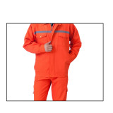 春秋加厚反光條勞保工作服（套裝）棉質 橘色 適合身高176-180cm 棉質工作服 10895 - 橘色XXL