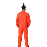 春秋加厚反光條勞保工作服（套裝）M 棉質 橘色 適合身高163-168cm 棉質工作服 10892 - 橘色M