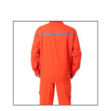 春秋加厚反光條勞保工作服（套裝）M 棉質 橘色 適合身高163-168cm 棉質工作服 10892 - 橘色M