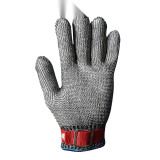 不鏽鋼絲防切割手套 環鎖鏈電鋸剪裁防護 左右手通用L碼 單只裝短款 10060 - 銀灰色L