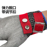 不鏽鋼絲防切割手套 環鎖鏈電鋸剪裁防護 左右手通用L碼 單只裝短款 10060 - 銀灰色L