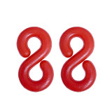 塑膠鏈條S扣（40個裝）紅色中號 警示隔離柱鏈條掛鉤 S形塑膠扣 路錐隔離鏈條掛鉤配件 10551 - 紅色8mm