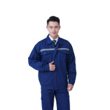 春秋加厚反光條勞保工作服（套裝）棉質 藍色 適合身高176-180cm 棉質工作服 10901 - 藍色XXL