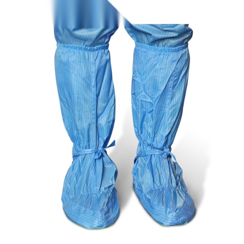 高筒防靜電軟底鞋靴 長版無塵防滑鞋套 高腰靴套 5雙裝藍色 34碼至44碼 10930 - 藍色均碼（34-40）