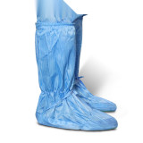 高筒防靜電軟底鞋靴 長版無塵防滑鞋套 高腰靴套 5雙裝藍色 34碼至44碼 10930 - 藍色均碼（34-40）