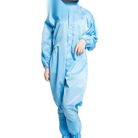 連身衣 導電纖維無塵淨化工作服帶帽 M碼藍 身高160cm至165cm 10953 - 藍色M