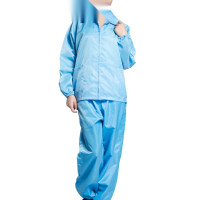 防靜電分體服 L 藍色 適合身高165-170cm 導電纖維防靜電分體工作服套裝 無塵工作服 10966 - 藍色L