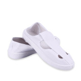 加厚防靜電四孔鞋 PVC軟底電子無塵車間勞保潔淨帆布工作鞋 勞保用品 44碼白色 10833-44 - 白色44碼